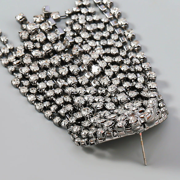 Alloy Geometric Diamond Rhinestone Tassel Earrings For Women