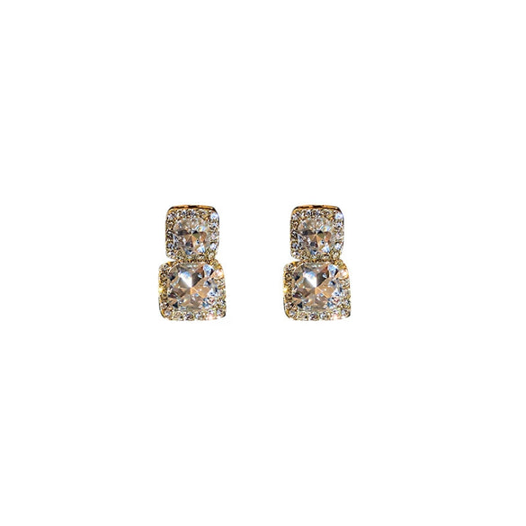 Alloy Geometric Diamond Square Earrings