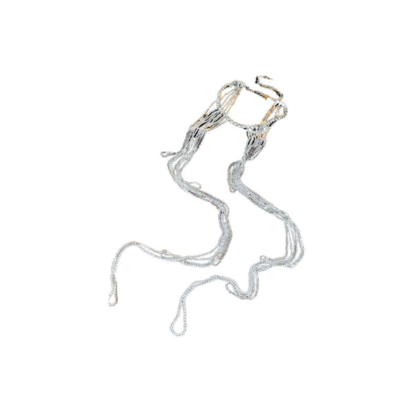 Alloy Geometric Diamondembedded Tassel Long Clavicle Chain Necklace For Women Electroplated Fashion Niche Style