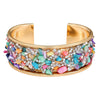 Alloy Geometric Diamondencrusted Electroplated Multilayered Glossy Cut Out Open Bracelet For Unisex