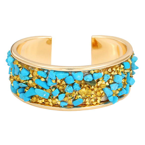 Alloy Geometric Diamondencrusted Electroplated Multilayered Glossy Cut Out Open Bracelet For Unisex