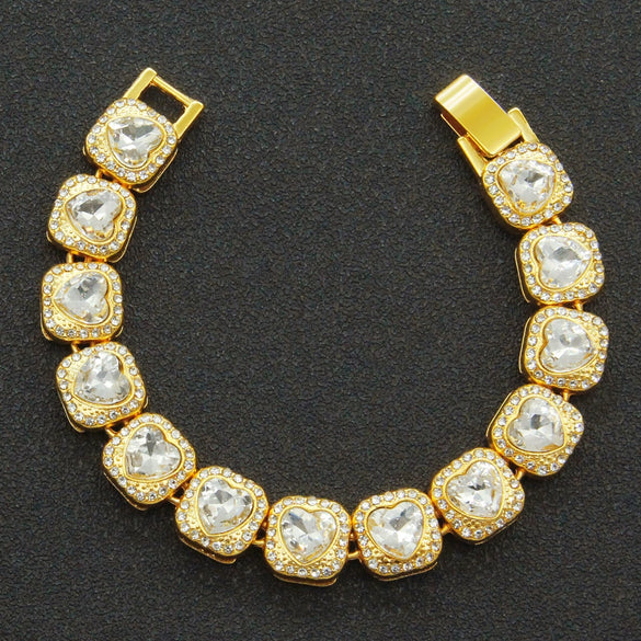 Alloy Geometric Diamondencrusted Love Rhinestone Couple Bracelet
