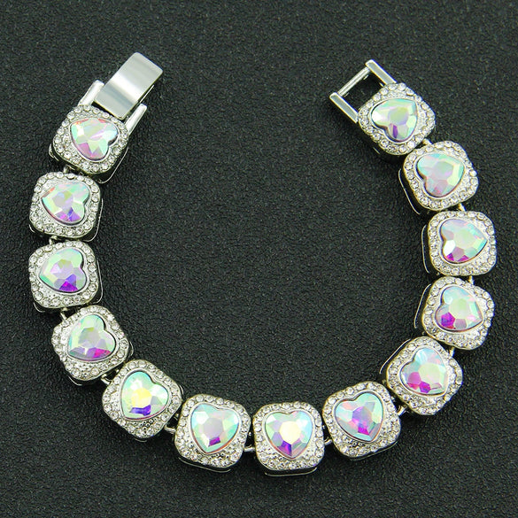 Alloy Geometric Diamondencrusted Love Rhinestone Couple Bracelet