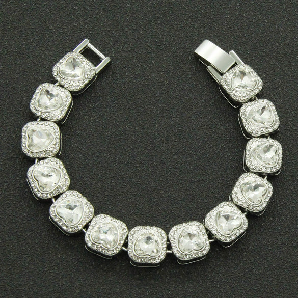 Alloy Geometric Diamondencrusted Love Rhinestone Couple Bracelet