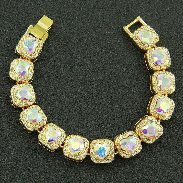 Alloy Geometric Diamondencrusted Love Rhinestone Couple Bracelet