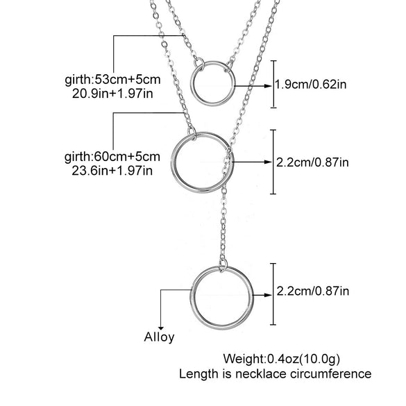 Alloy Geometric Double Ring Highend Necklace For Women With Electroplating Treatment