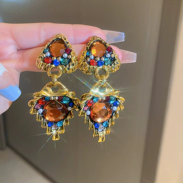 Alloy Geometric Drop Shape Diamond Design Women's Vintage Earrings