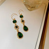 Alloy Geometric Drop Shape Zircon Earrings Set With Diamonds Retro Elegant Style