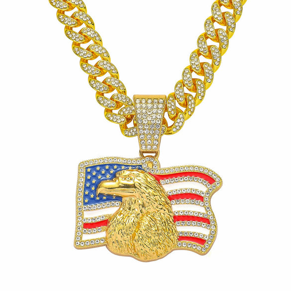 Alloy Geometric Eagle Rhinestone Pendant Necklace For Men