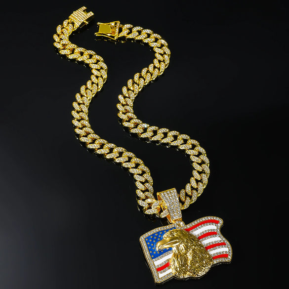 Alloy Geometric Eagle Rhinestone Pendant Necklace For Men
