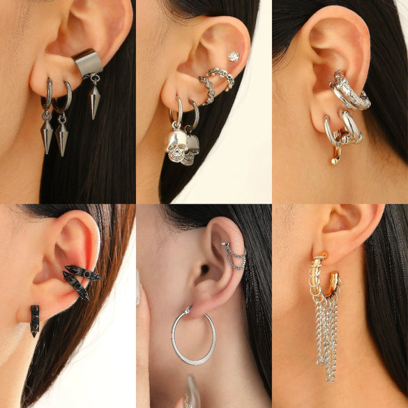 Alloy Geometric Earrings Electroplating Gothic Punk Hiphop Style