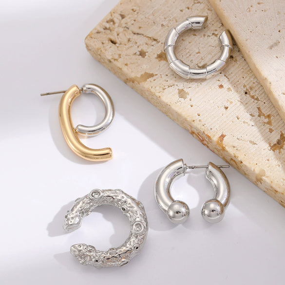 Alloy Geometric Earrings Electroplating Gothic Punk Hiphop Style