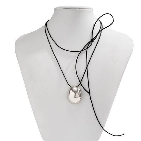 Alloy Geometric Egg Noodle Choker Women's Wax Line Necklace Jewelry