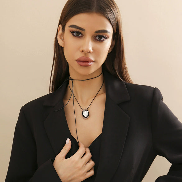Alloy Geometric Egg Noodle Choker Women's Wax Line Necklace Jewelry