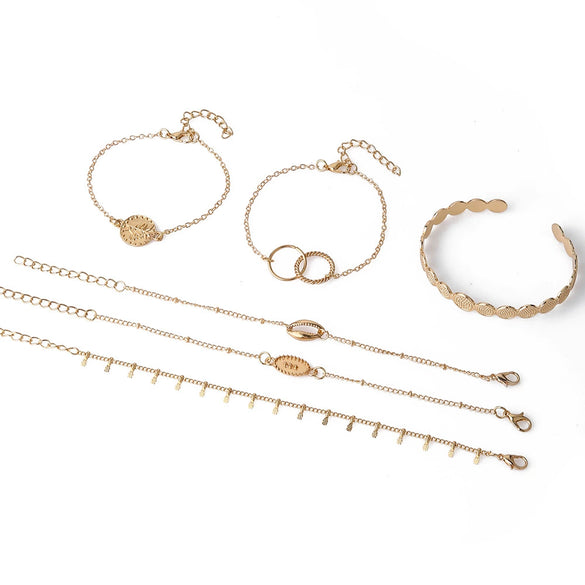 Alloy Geometric Electroplated Butterfly Drop Oil Crescent Coin Open Combination Bracelet