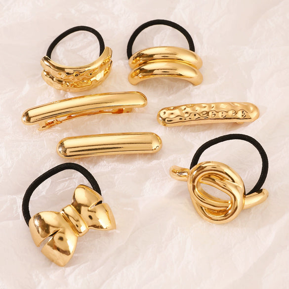 Alloy Geometric Electroplated Elastic Hair Tie Hairpin Headband