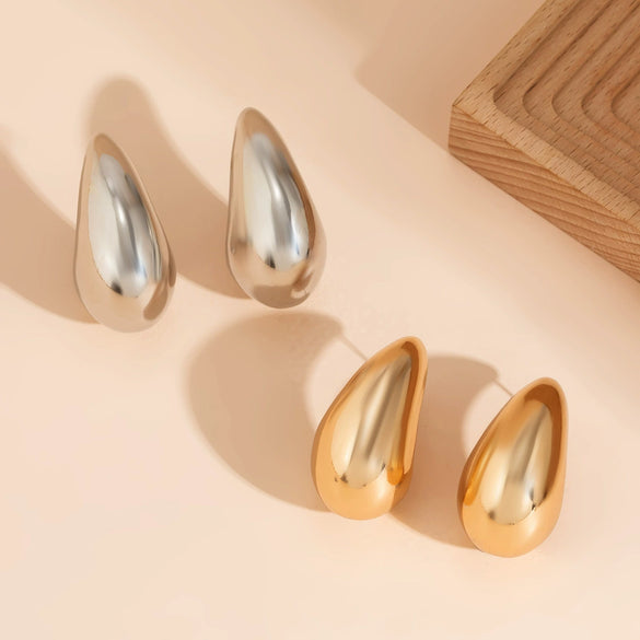 Alloy Geometric Electroplated Punk Style Teardrop Earrings For Women