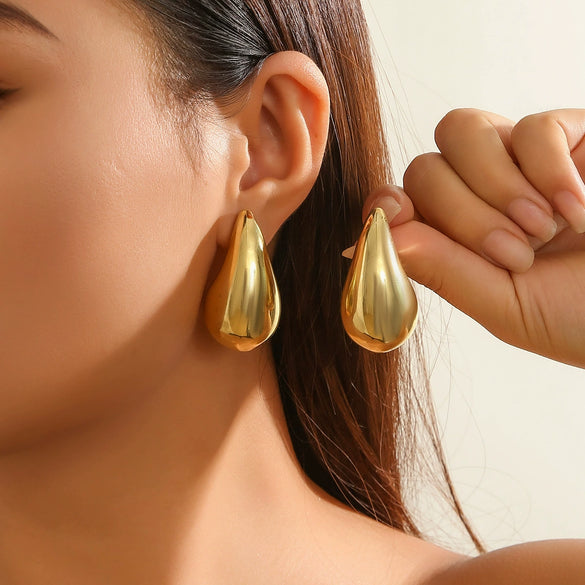 Alloy Geometric Electroplated Punk Style Teardrop Earrings For Women
