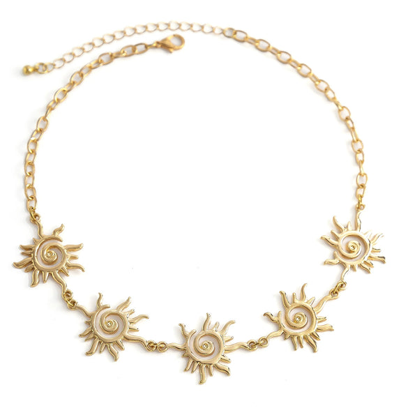 Alloy Geometric Electroplated Singlelayer Ochain Women's Metal Sun Totem Necklace Jewelry