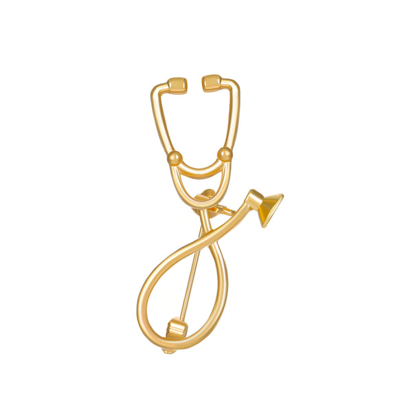 Alloy Geometric Electroplated Stethoscope Brooch Unisex Funny Accessories