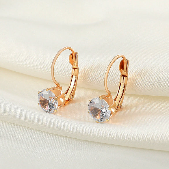 Alloy Geometric Electroplated Women's Zircon Ear Buckle Earrings