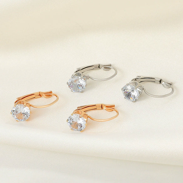Alloy Geometric Electroplated Women's Zircon Ear Buckle Earrings