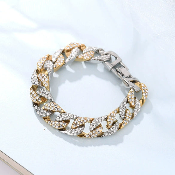 Alloy Geometric Electroplating Cuban Chain Bracelet Hiphop Style Unisex
