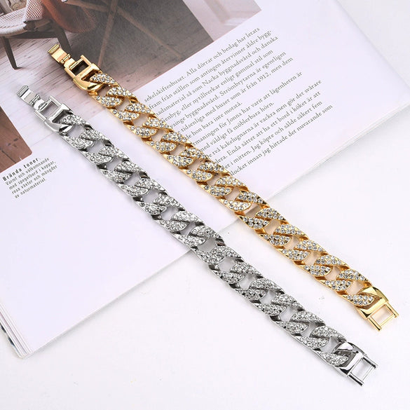 Alloy Geometric Electroplating Cuban Chain Bracelet Hiphop Style Unisex
