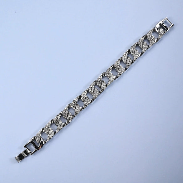Alloy Geometric Electroplating Cuban Chain Bracelet Hiphop Style Unisex