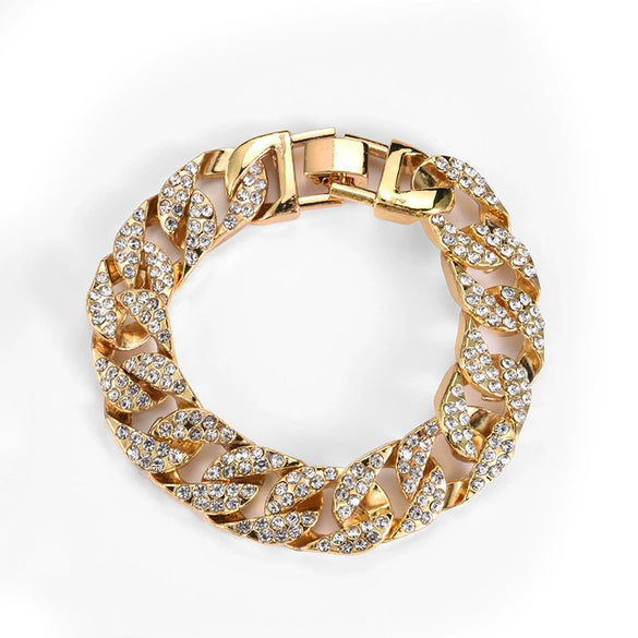 Alloy Geometric Electroplating Cuban Chain Bracelet Hiphop Style Unisex