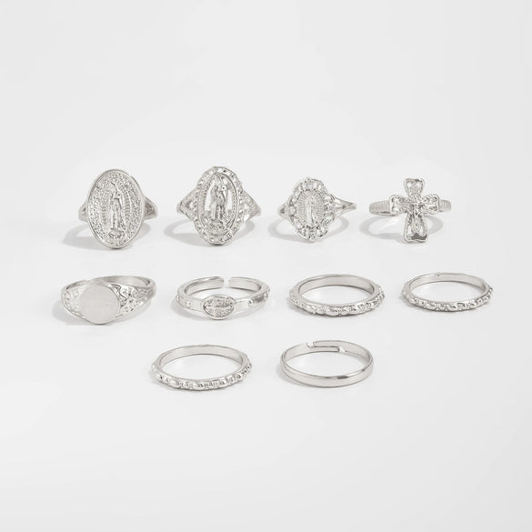 Alloy Geometric Exaggerate Style Electroplated Ring Set