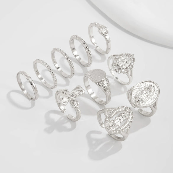 Alloy Geometric Exaggerate Style Electroplated Ring Set