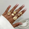 Alloy Geometric Exaggerate Style Electroplated Ring Set