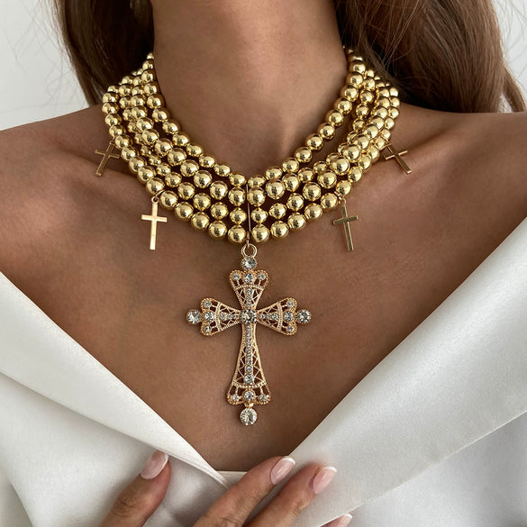 Alloy Geometric Exaggerated Electroplated Cyberpunk Style Cross Necklace