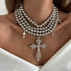 Alloy Geometric Exaggerated Electroplated Cyberpunk Style Cross Necklace