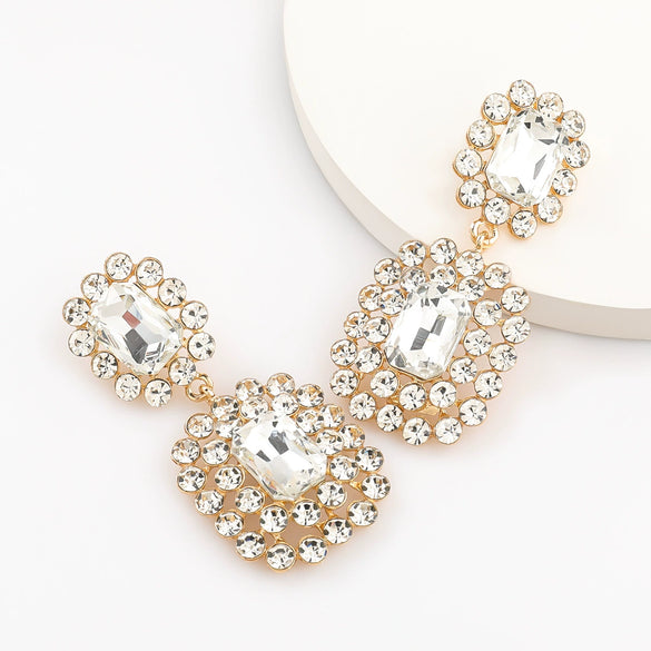 Alloy Geometric Fashion Exaggerated Claw Chain Diamond Rhinestone Glass Diamond Earrings