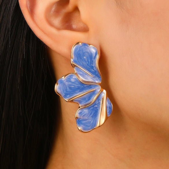 Alloy Geometric Flower Enamel Electroplated Women's Earrings