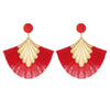 Alloy Geometric Flower Fanshaped Tassel Women's Retro Exaggerated Earrings Electroplated