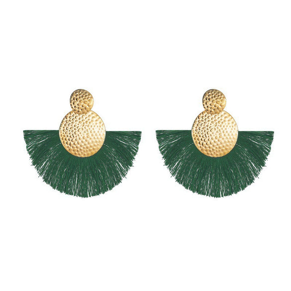 Alloy Geometric Flower Fanshaped Tassel Women's Retro Exaggerated Earrings Electroplated