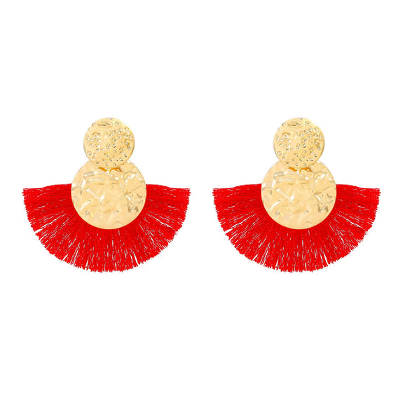 Alloy Geometric Flower Fanshaped Tassel Women's Retro Exaggerated Earrings Electroplated