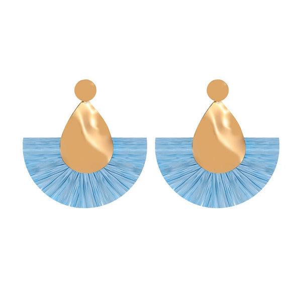 Alloy Geometric Flower Fanshaped Tassel Women's Retro Exaggerated Earrings Electroplated