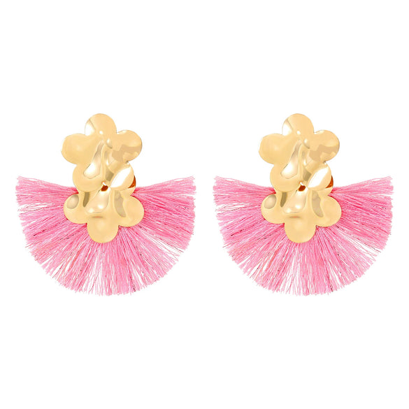 Alloy Geometric Flower Fanshaped Tassel Women's Retro Exaggerated Earrings Electroplated