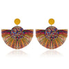 Alloy Geometric Flower Fanshaped Tassel Women's Retro Exaggerated Earrings Electroplated