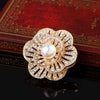 Alloy Geometric Flower Pearl Brooch With Electroplating For Women's Clothing Accessories
