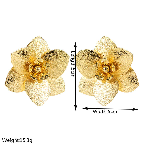 Alloy Geometric Flower Shaped Pendant Earrings With Electroplating For Women