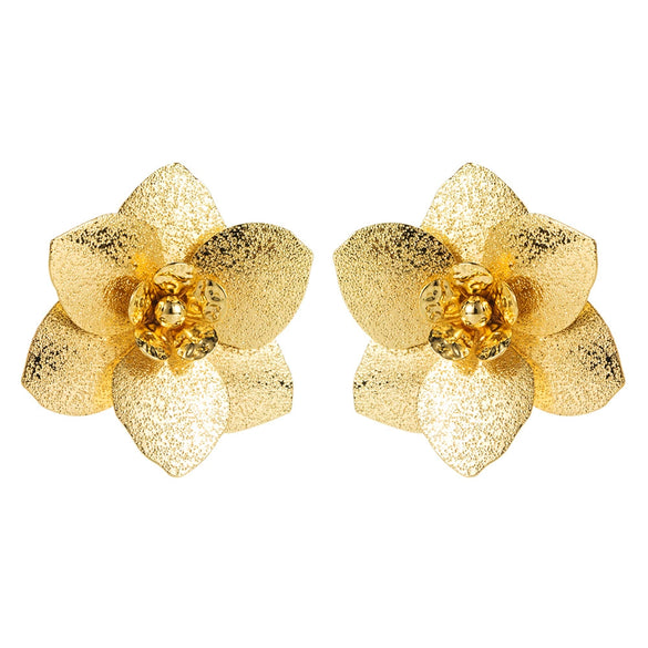 Alloy Geometric Flower Shaped Pendant Earrings With Electroplating For Women