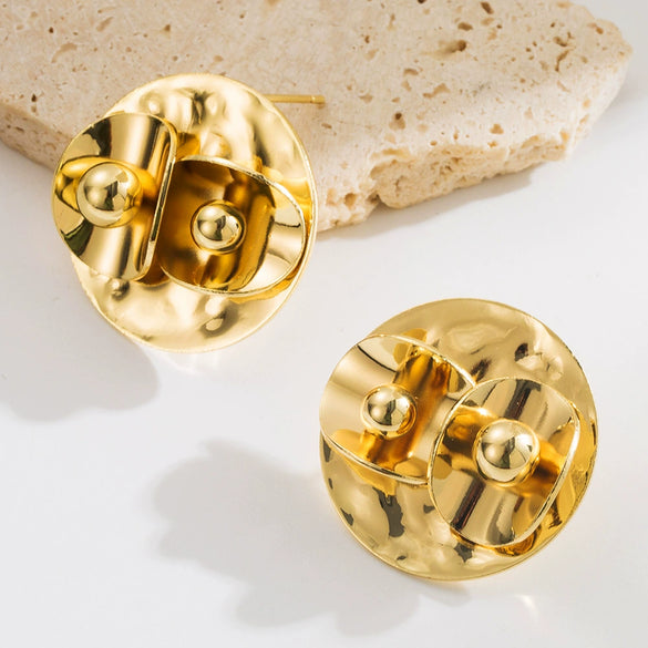 Alloy Geometric Flower Shaped Pendant Earrings With Electroplating For Women