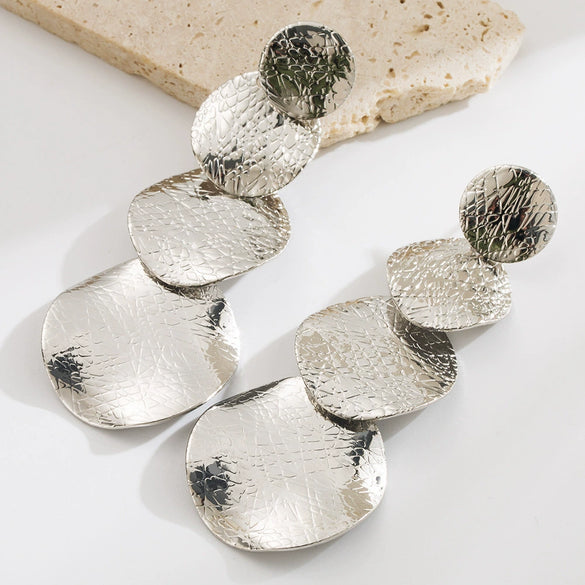 Alloy Geometric Flower Shaped Pendant Earrings With Electroplating For Women