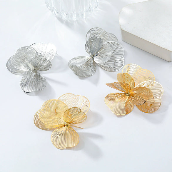 Alloy Geometric Flower Tassel Hollow Diamond Women's Earrings