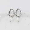 Alloy Geometric Freshwater Pearl Electroplating Ear Needle Earrings